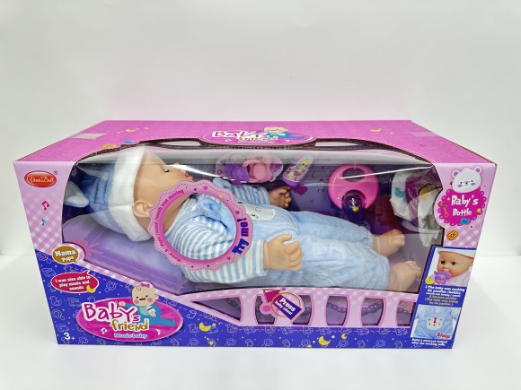 Пупс 40 см, мимический, с аксессуарами, мягконабивной, озвученный, в/к 44,5*21,6*21 см